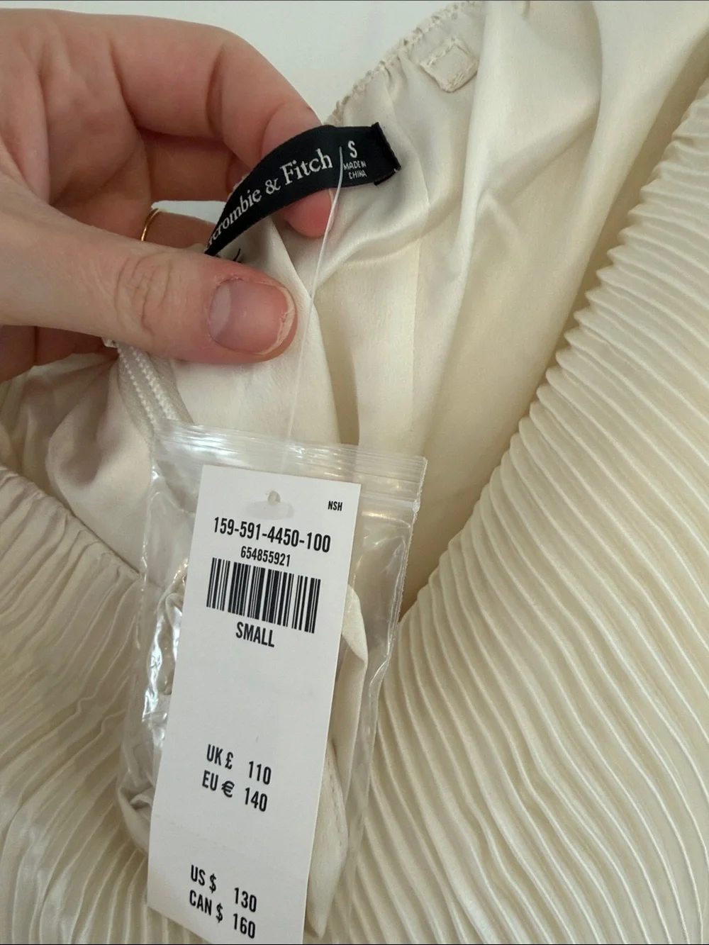 Abercrombie & Fitch Cream Pleated Slip Dress